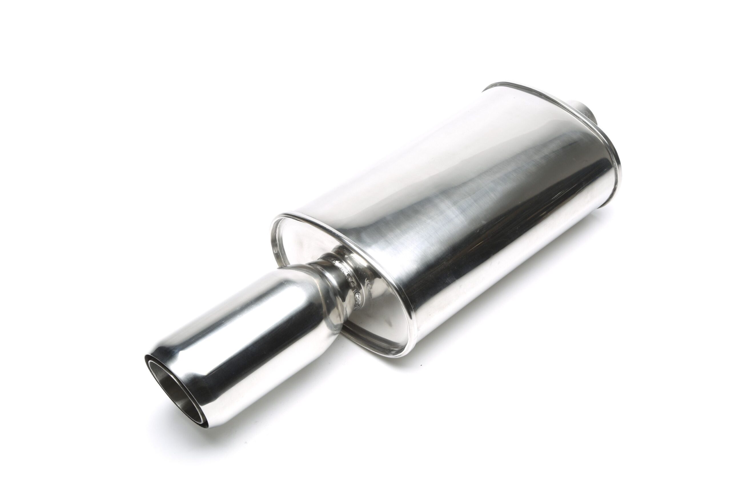 Edelstahl Sportendschalldämpfer universal 90 / 75mm rund / scharf / angeschrägt