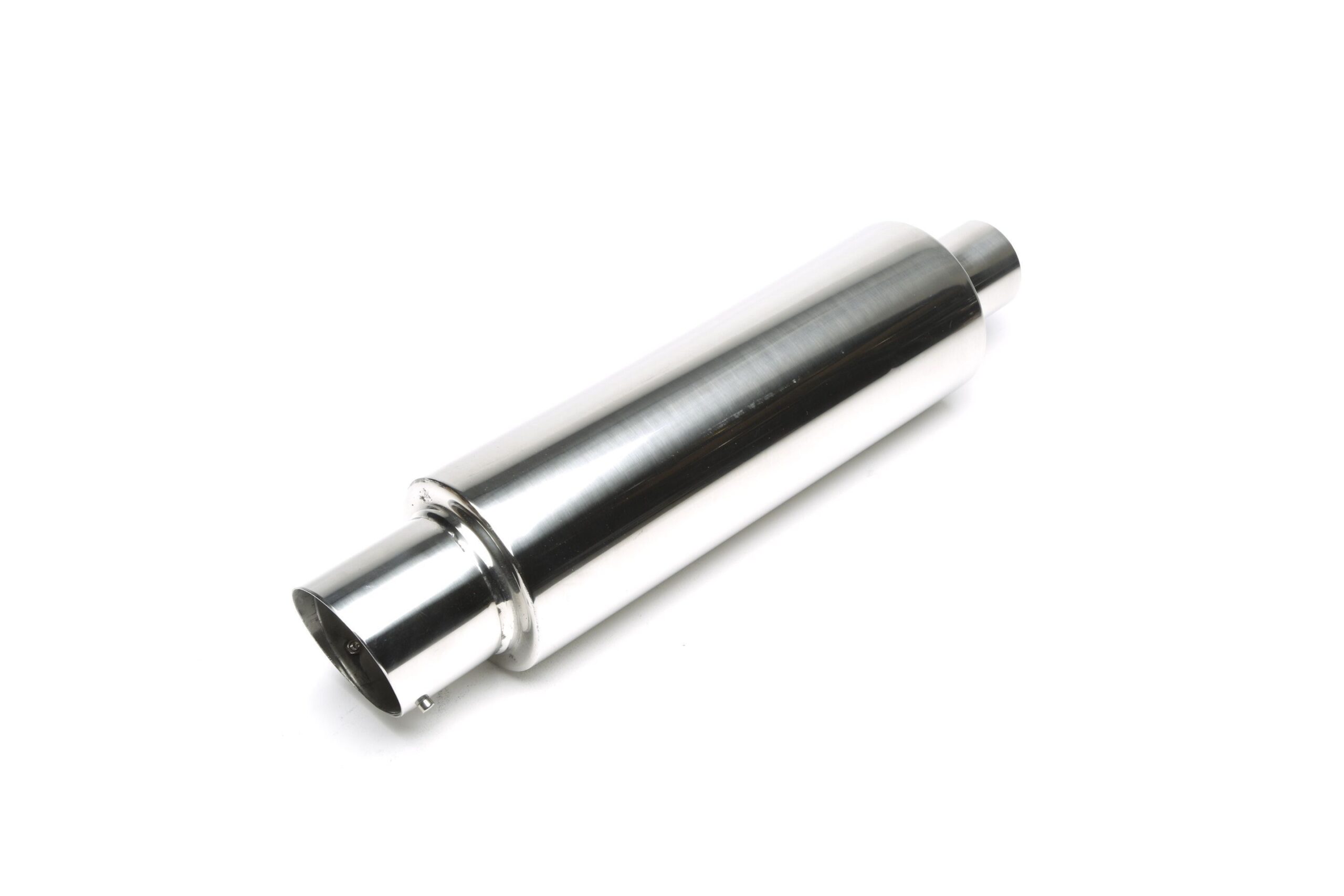 Edelstahl Sportendschalldämpfer universal 87 / 50mm rund / scharf / angeschrägt