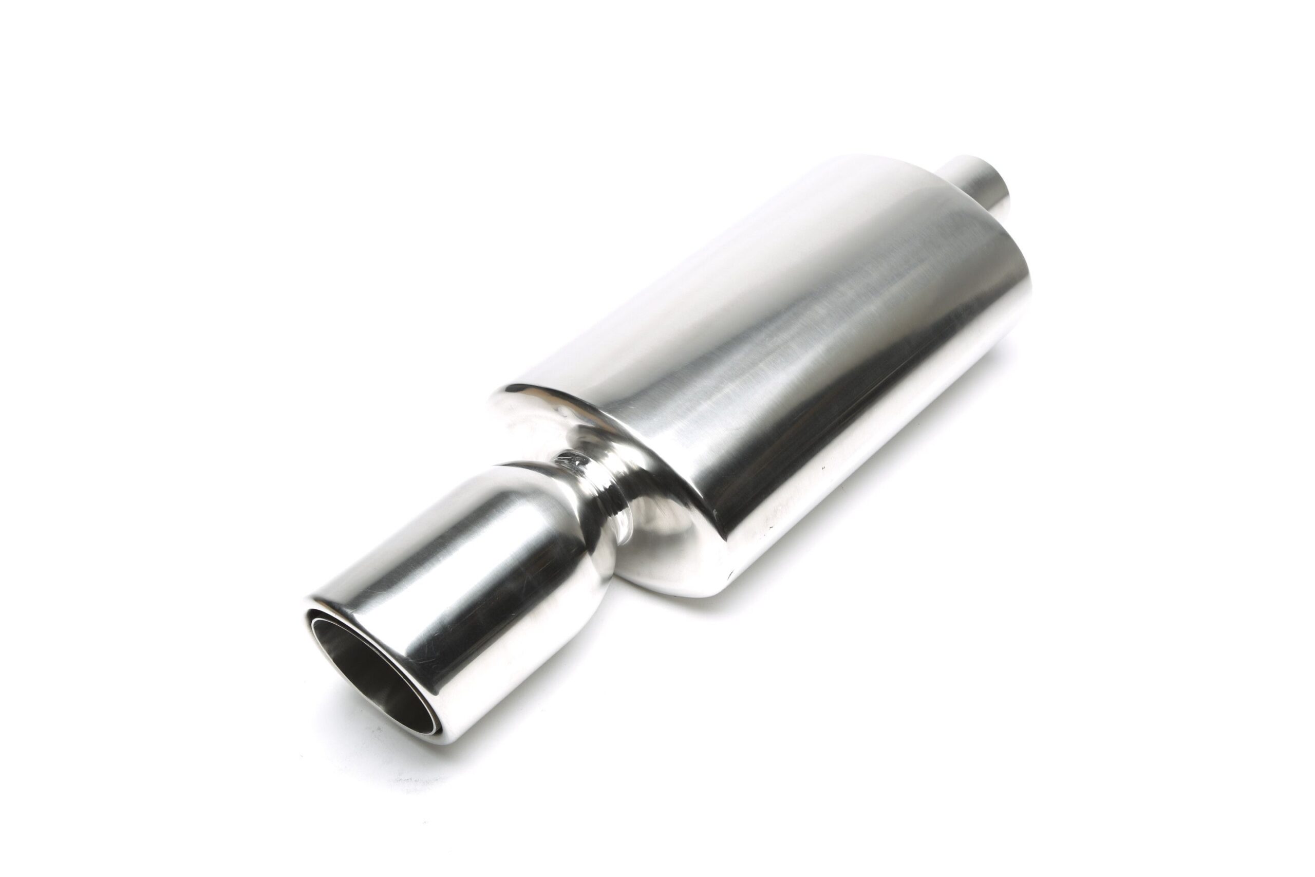 Edelstahl Sportendschalldämpfer universal 115 / 90mm rund / gebördelt / angeschrägt