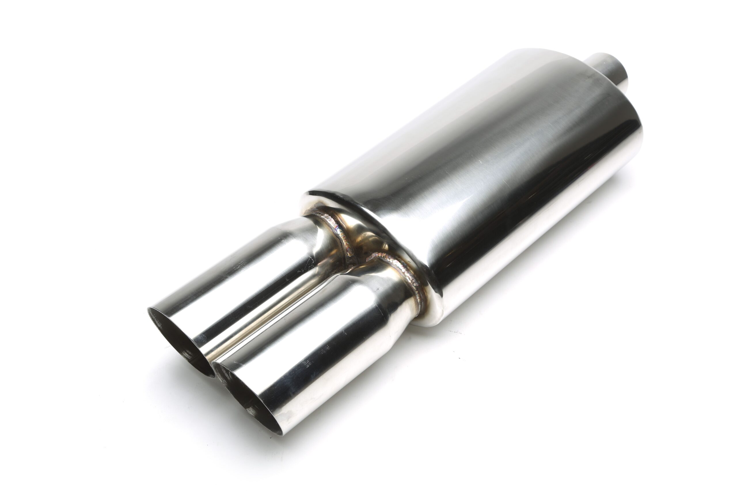 Edelstahl Sportendschalldämpfer universal 2 x 88 x 90mm oval / scharf / angeschrägt