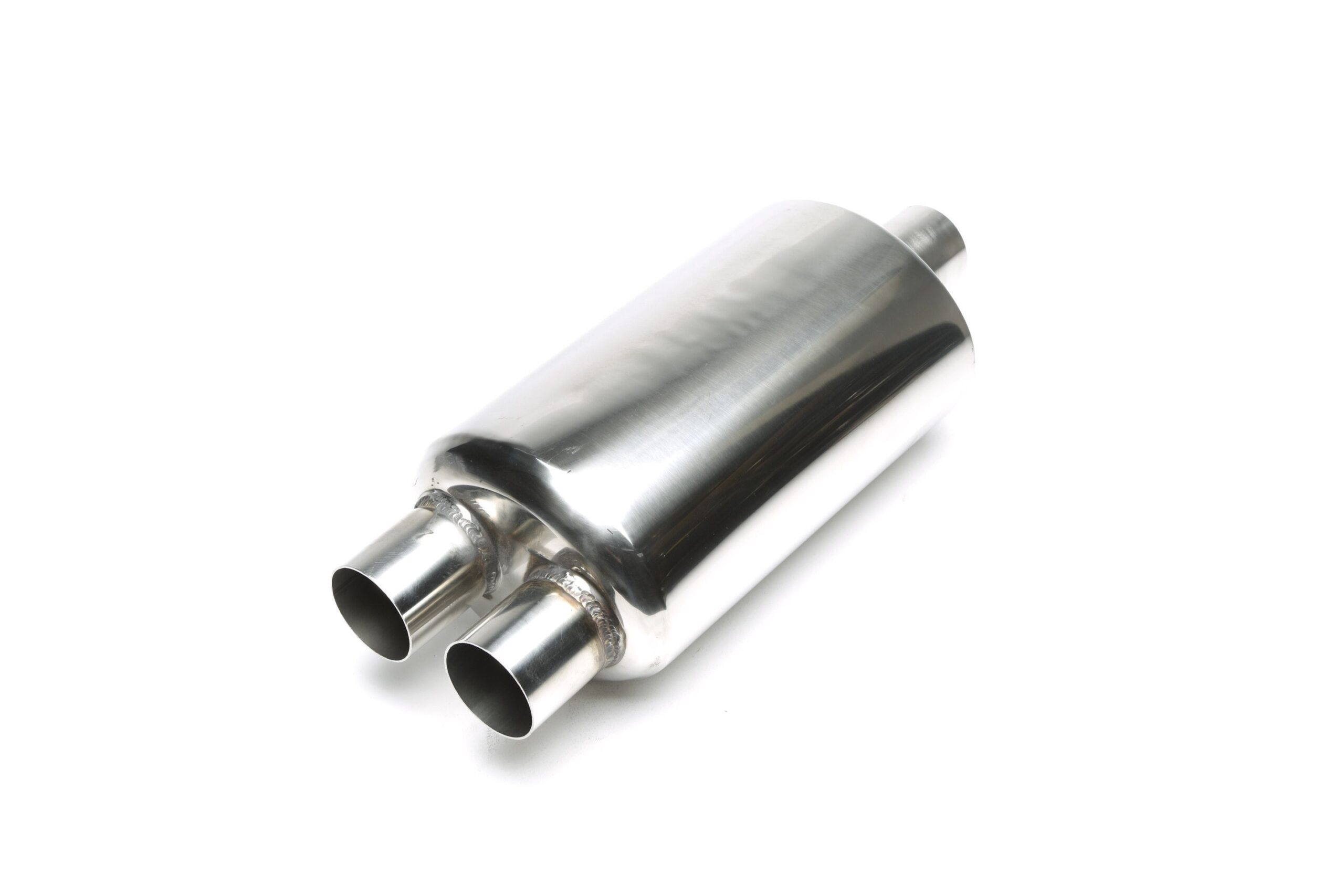 Edelstahl Sportendschalldämpfer universal 2 x 52mm rund / scharf