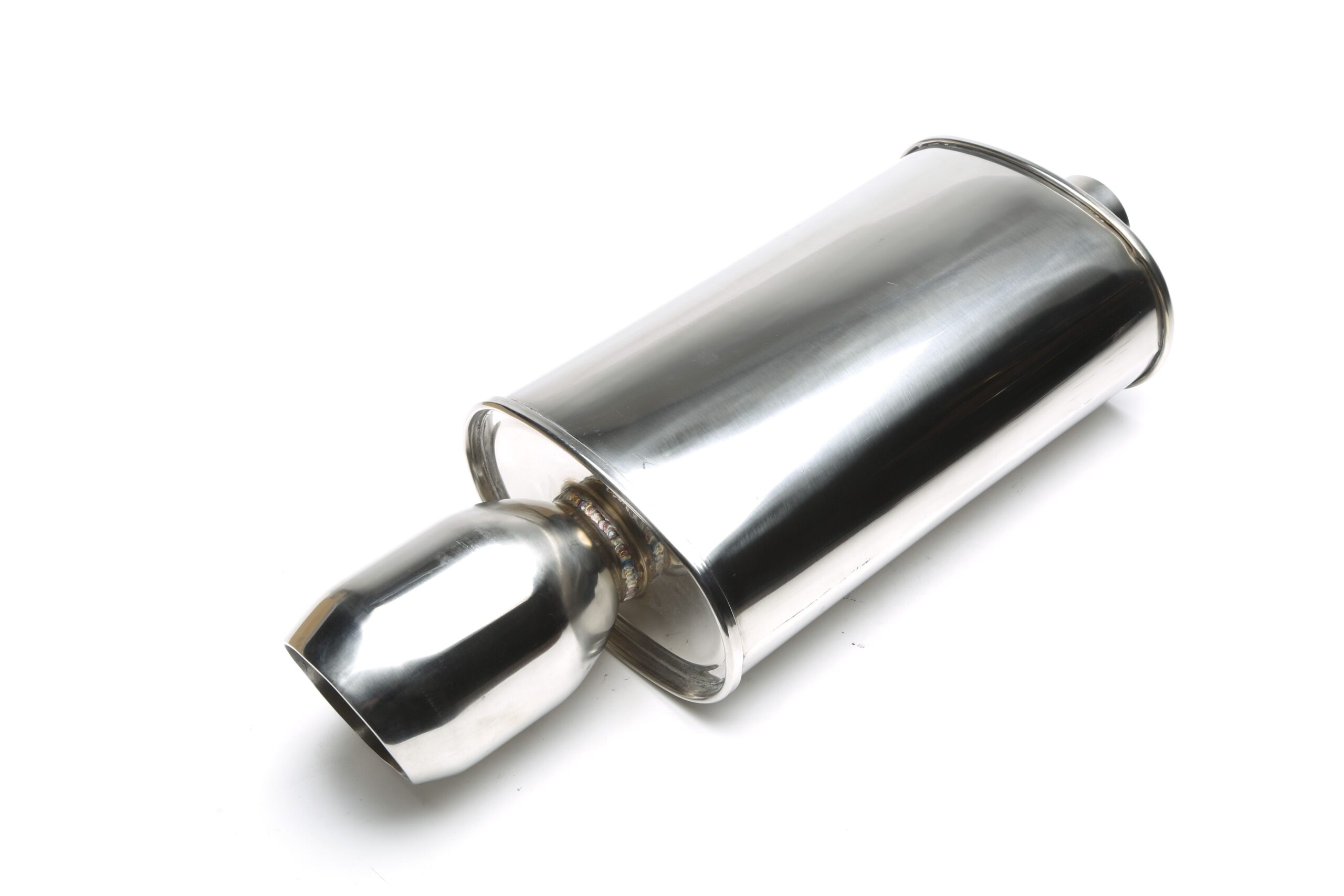 Edelstahl Sportendschalldämpfer universal 110mm rund / angeschrägt